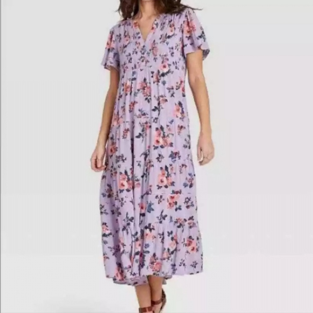 Light purple maxi dress floral